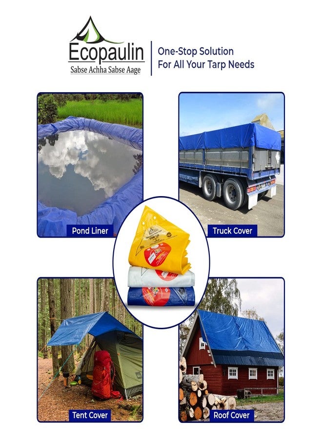TANDHAN Ecopaulin 20X8 Ft 90 GSM Blue Premium Waterproof Tarpaulin - Heavy Duty Outdoor Tarp for, Roofing, and Gardening - Durable, UV Resistant, Rip-Stop Fabric - Ideal for All Weather Conditions - Image 5